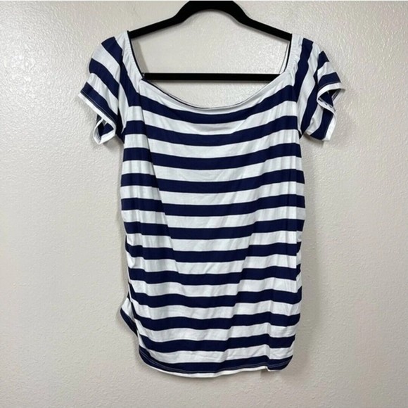 New Ingrid and Isabel blue and white short sleeve maternity top S - Picture 3 of 6